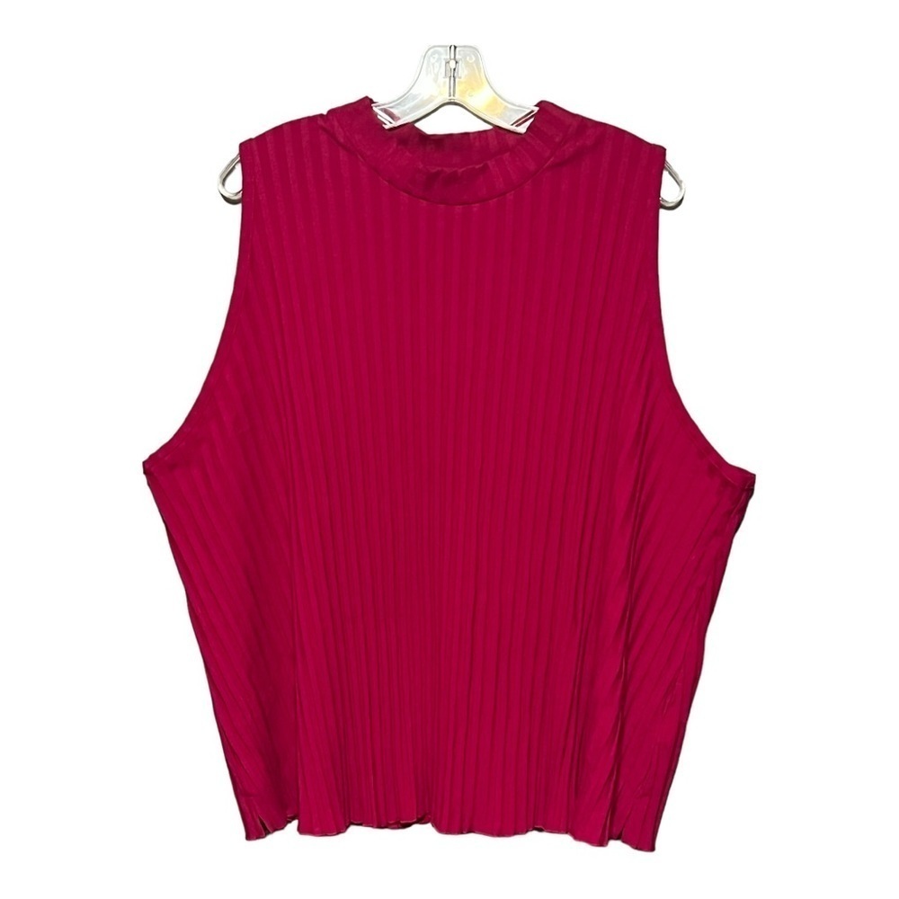 A New Day Sleeveless Ribbed knit Top Magenta Women’s Plus-Size 3X